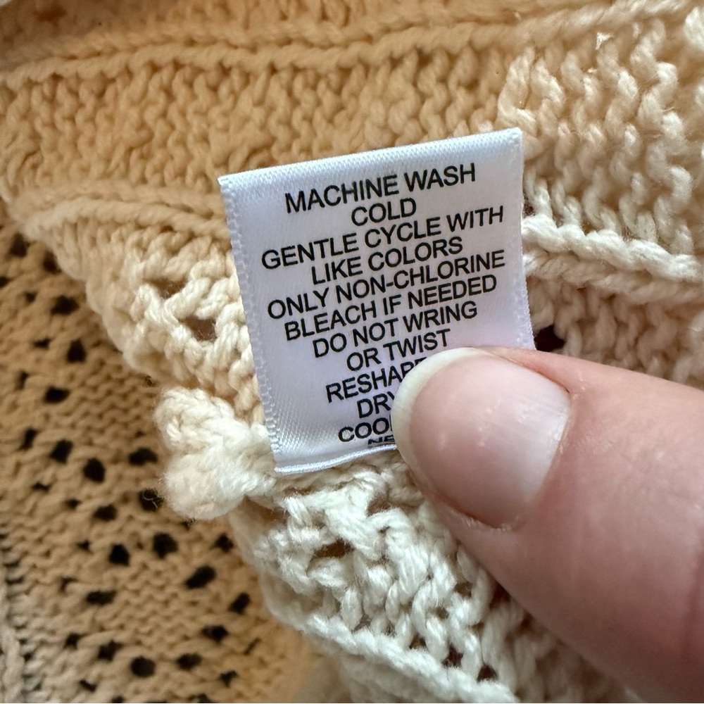 Sincerely Jules Cream Bell Sleeve Crochet Knit Crop Top Boho Scalloped Hem - Picture 6 of 7